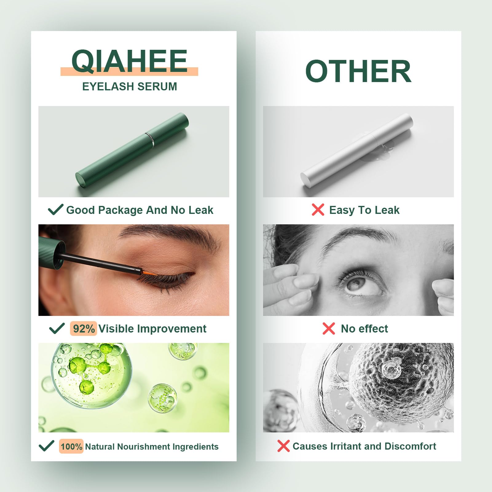 QIAHEE eyelash serum in a morning routine setup with natural light