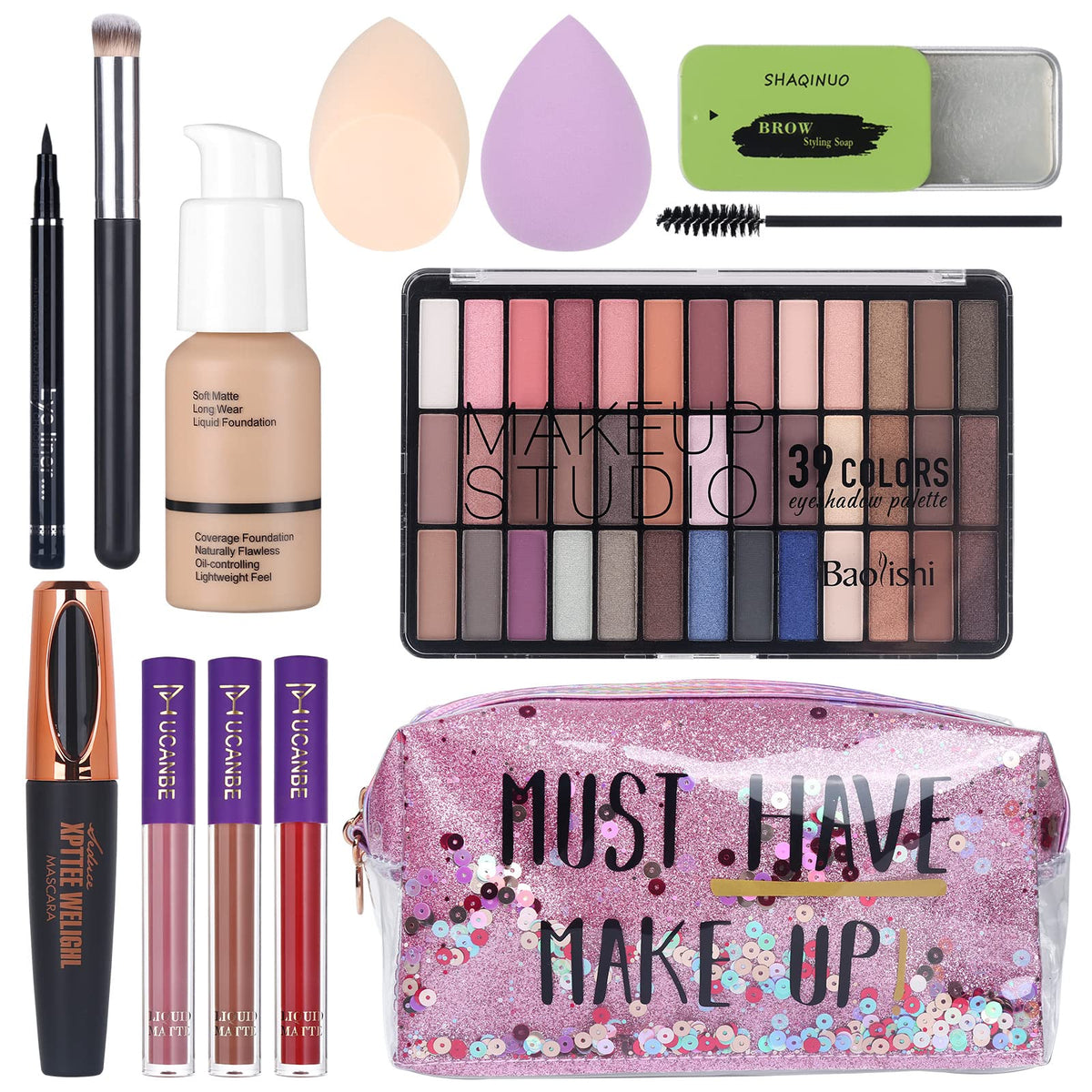 QiBest 39-color nude smokey eyeshadow palette for versatile day to night looks