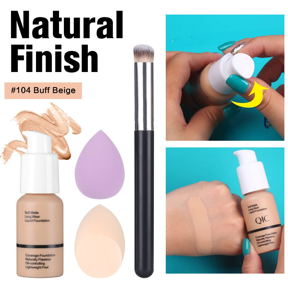 QiBest foundation with concealer brush for smooth, buildable coverage