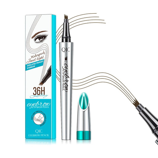 QIC Eyebrow 4 Tip Brow Pencil close-up showing microfork tip for precise hair-like strokes.