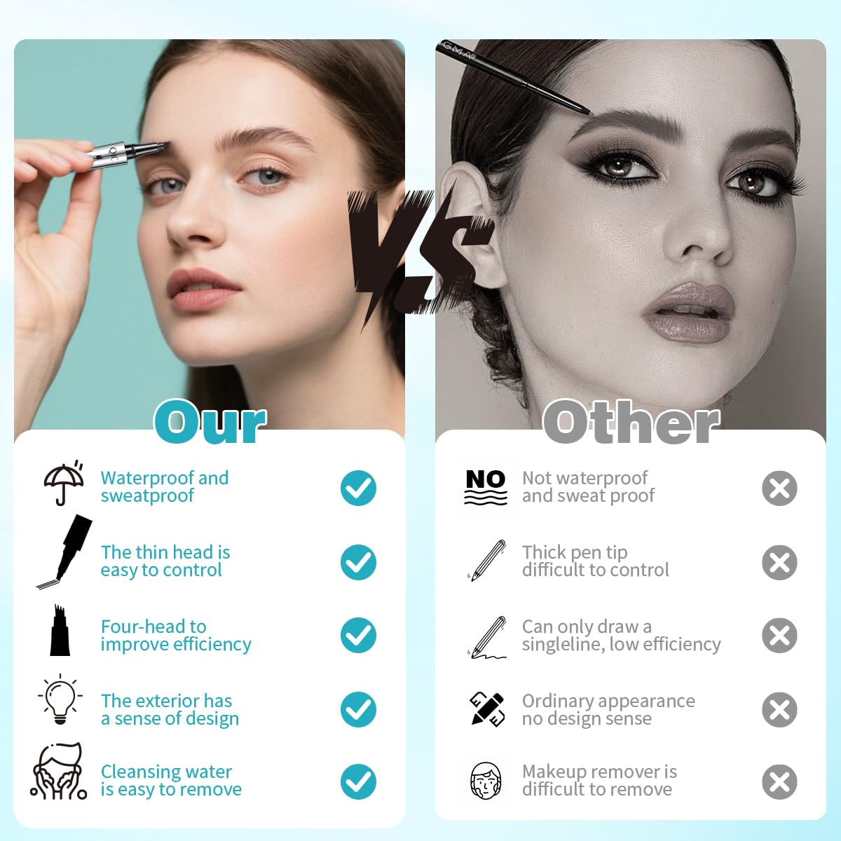 QIC ultra-thin tip enables precise brow outlining