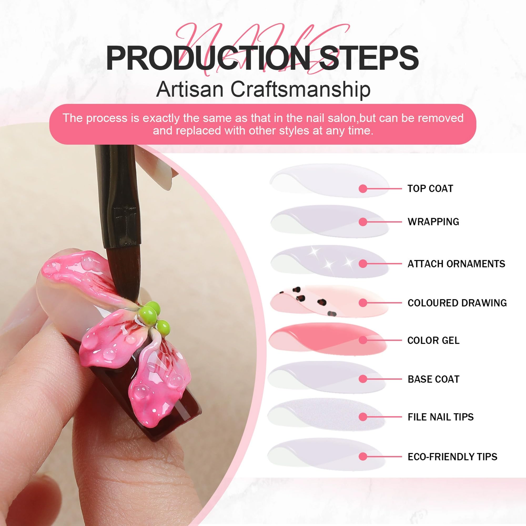 Qicaijia 10pc press-on nails pack for versatile manicure options