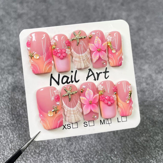 Qicaijia 3D flower nails with multi-layer gel for a luxe manicure