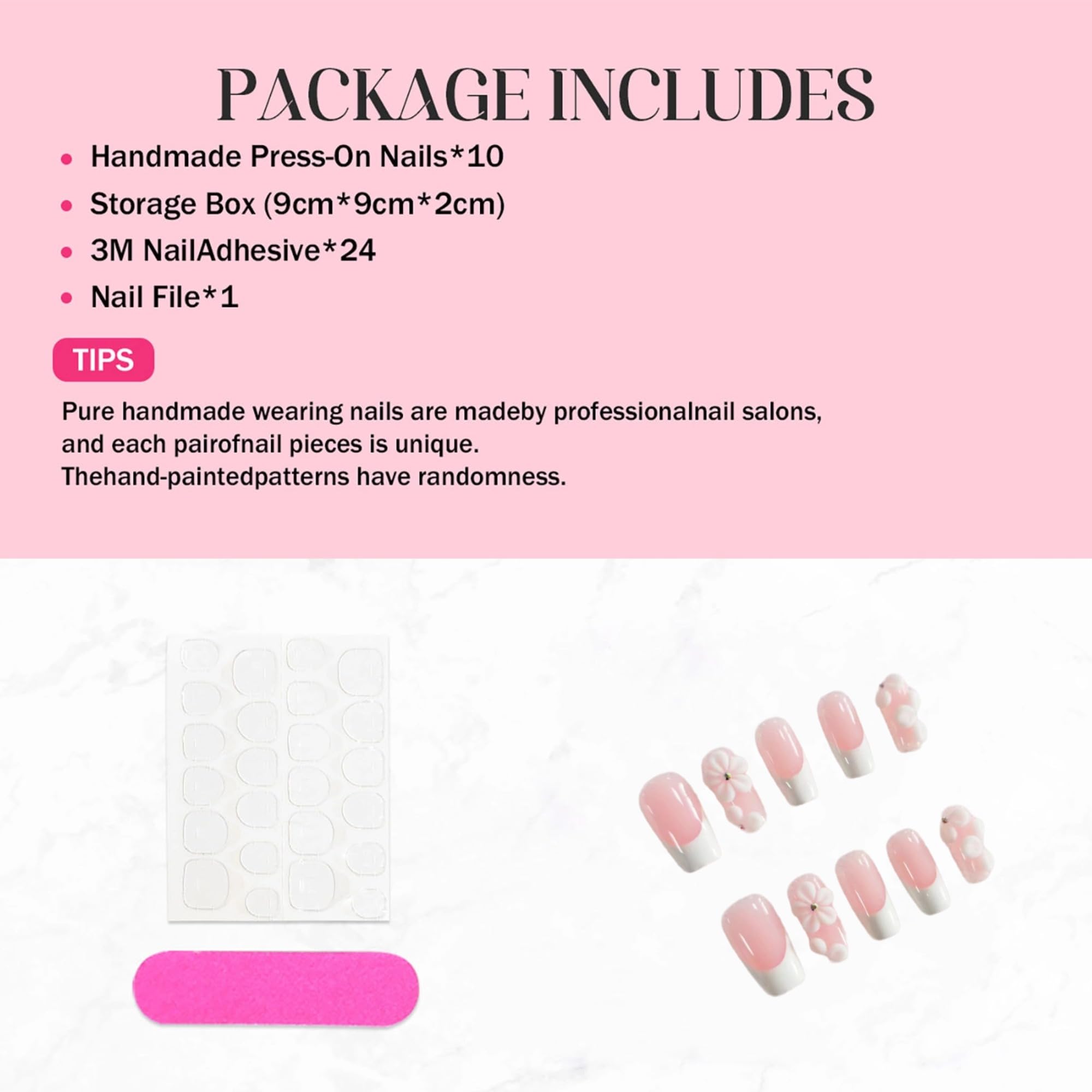 Qicaijia acrylic press-ons in size M for quick, salon-quality results at home