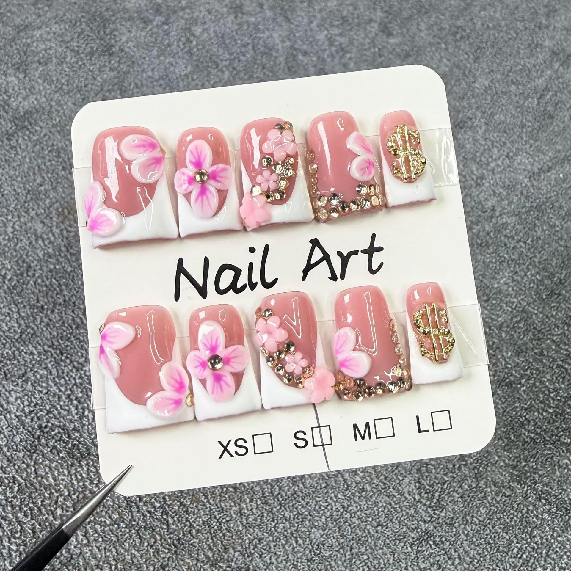 Qicaijia duck-design press-on nails with white French tips for quick glam
