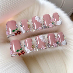 Qicaijia pink duck nails close-up showing glossy finish for chic everyday style