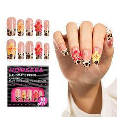 Qicaijia full cover nails size M with adhesive glue for secure DIY manicure