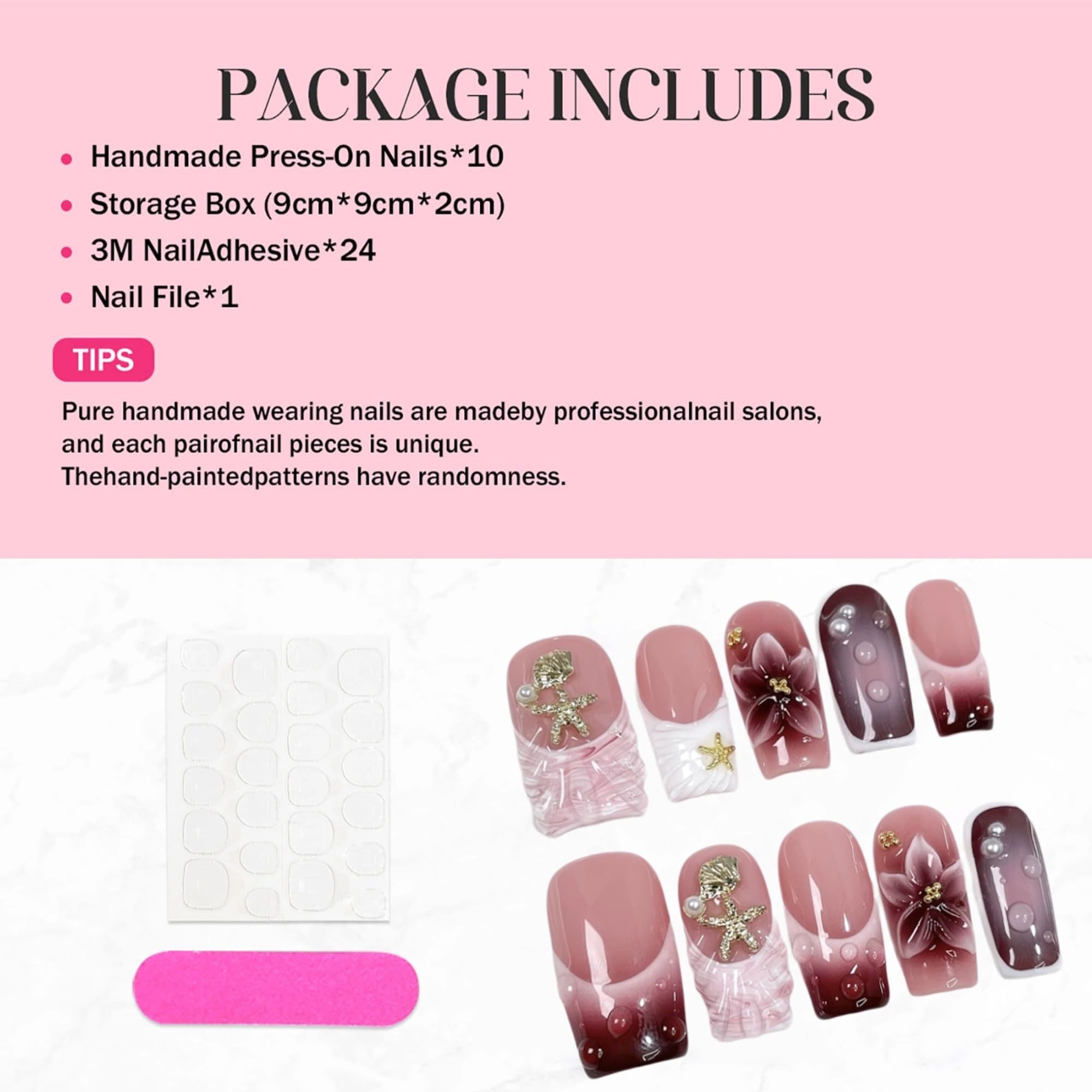 Qicaijia full-coverage acrylic nails with easy application