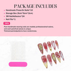Qicaijia glue-on nail kit with jelly glue for secure wear.
