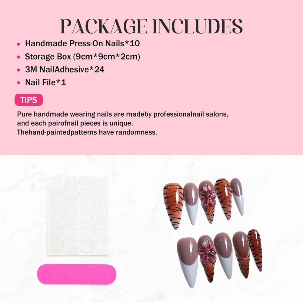 Qicaijia handmade press-on nails kit for quick manicures at home.