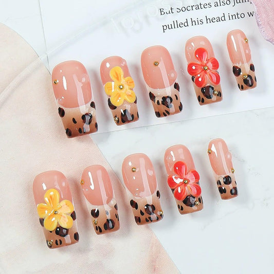 Qicaijia handmade press on nails with rhinestones for glamorous evenings