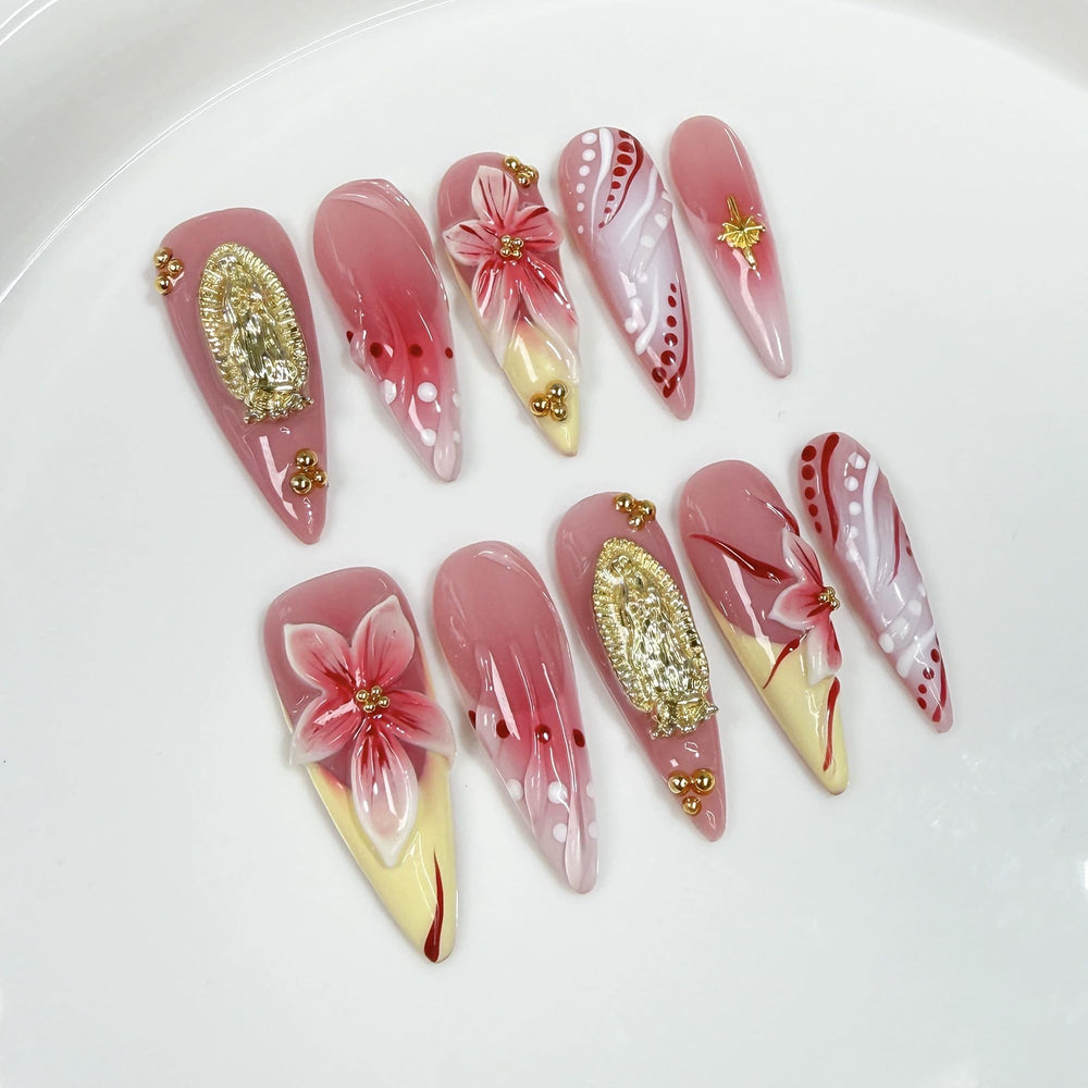 Qicaijia long press on nails almond design for elegant daily wear.