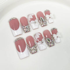 Qicaijia luxury rhinestone nails close-up showing sparkling crystals for glamour