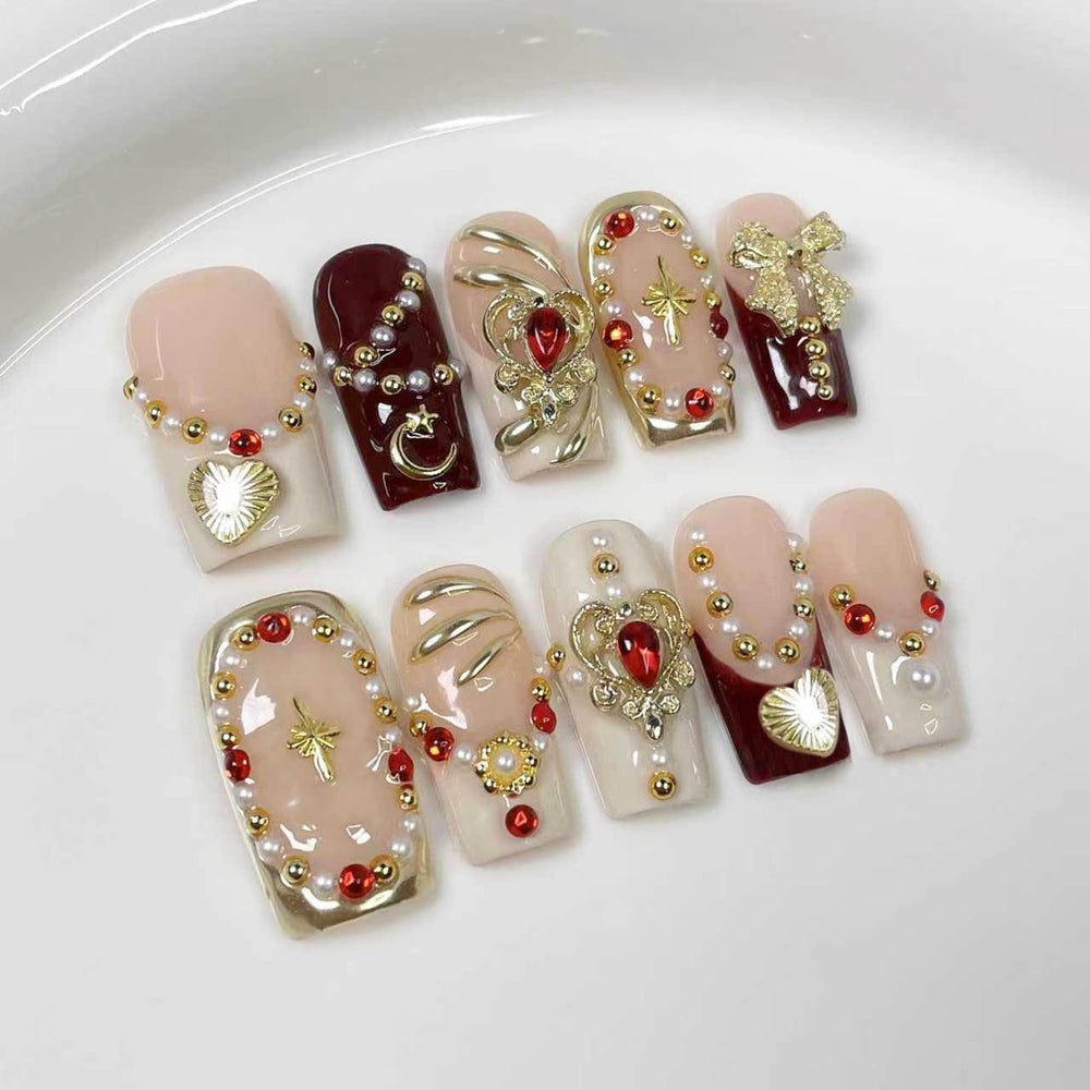 Qicaijia medium square press-on nails for a chic at-home manicure.