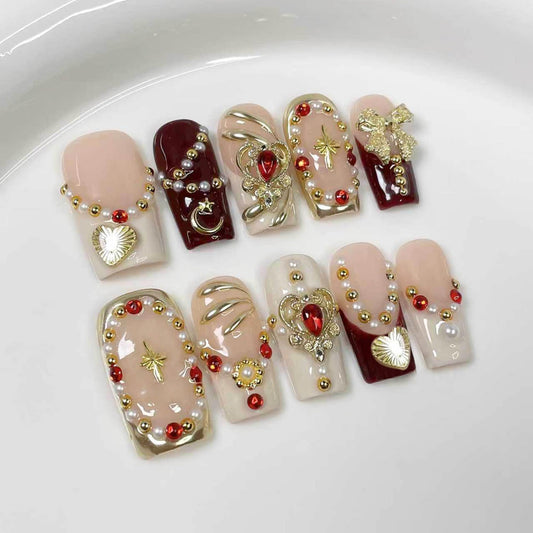 Qicaijia medium square press-on nails for a chic at-home manicure.
