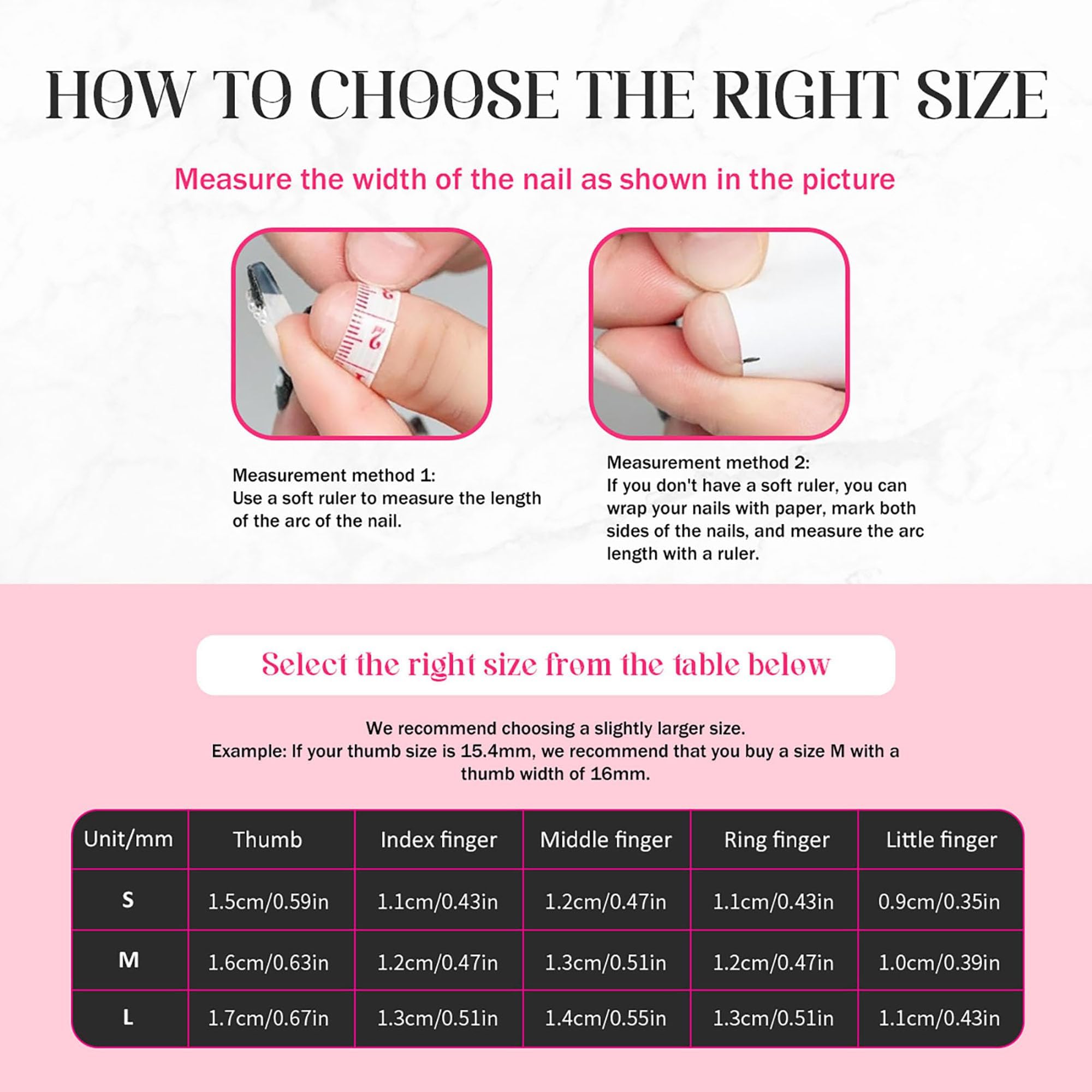 Qicaijia size M fits many natural nails for comfortable wear.