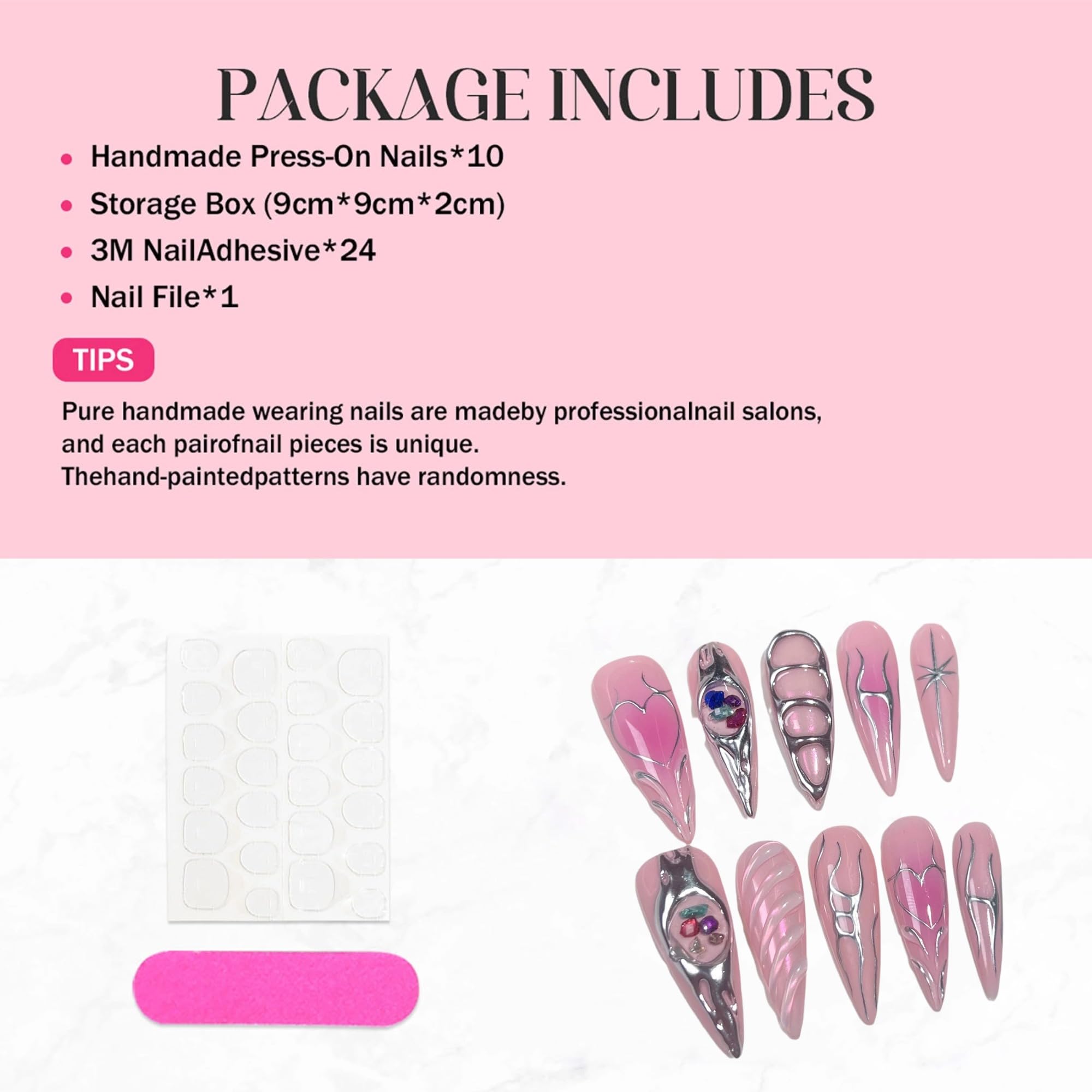 Qicaijia nails with included jelly glue simplify at-home application.