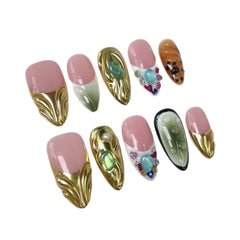 Qicaijia press-on nails with glue for quick secure manicure