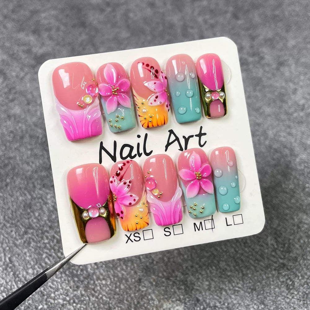 Qicaijia purple-ombre glossy nails deliver a salon-like finish.