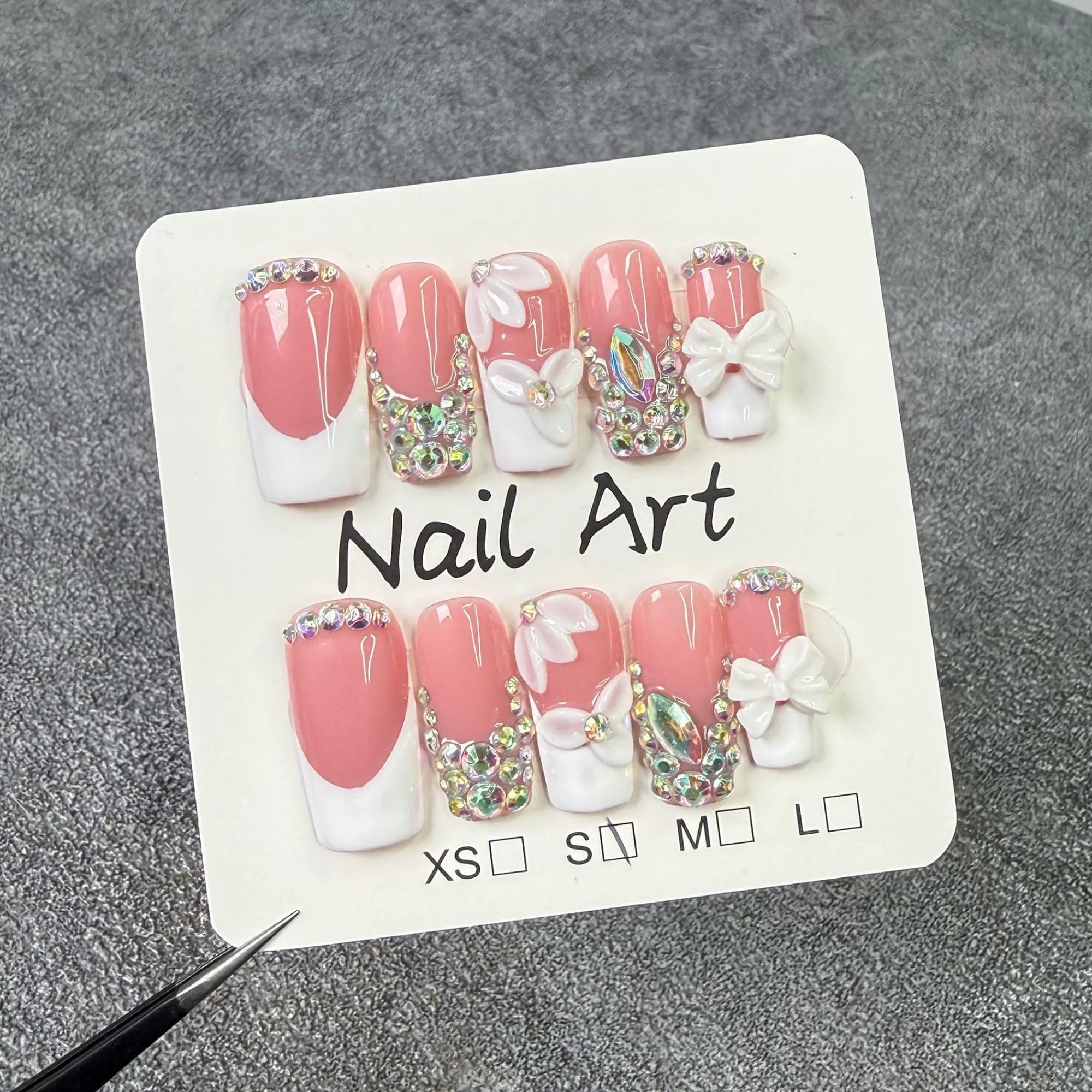 Qicaijia press-on nails size M set ready for quick, salon-like manicure at home