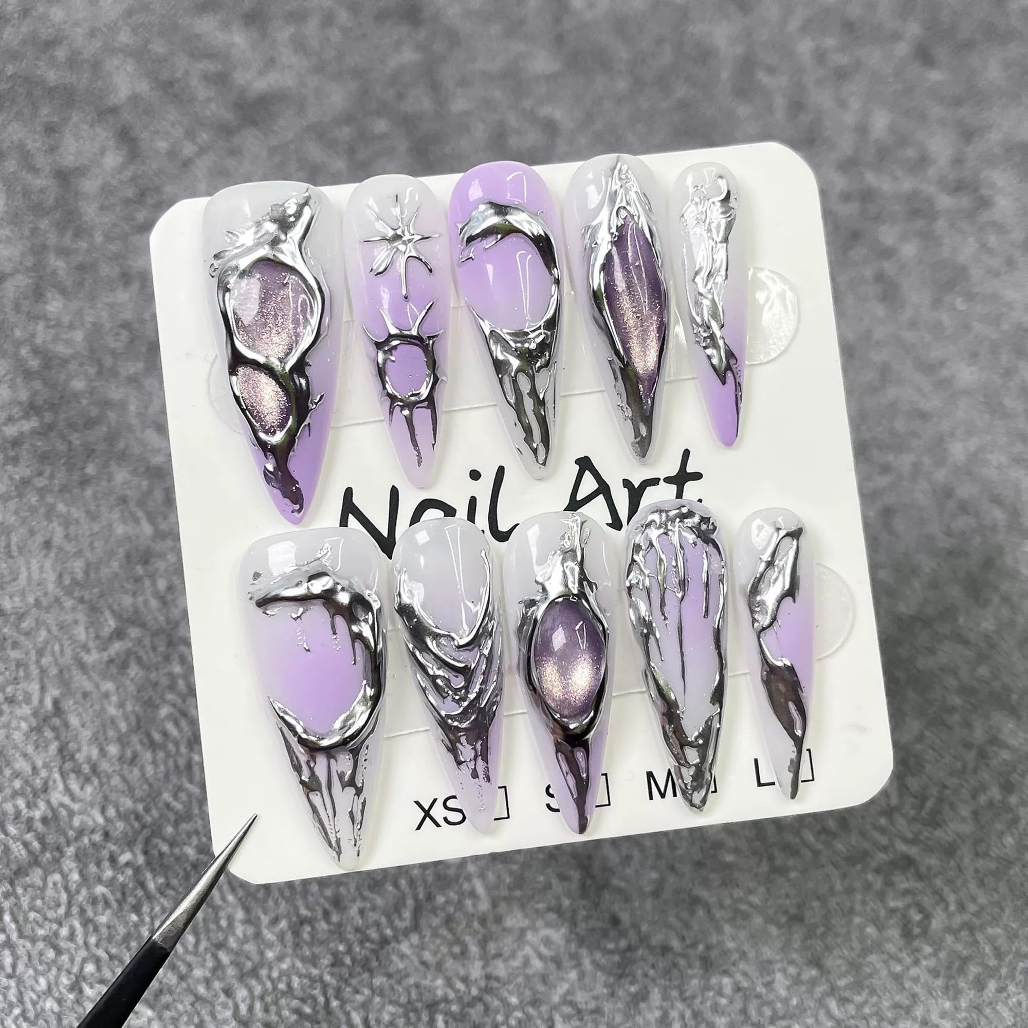 Qicaijia 3D cat’s eye nails with glossy finish for glam party styling