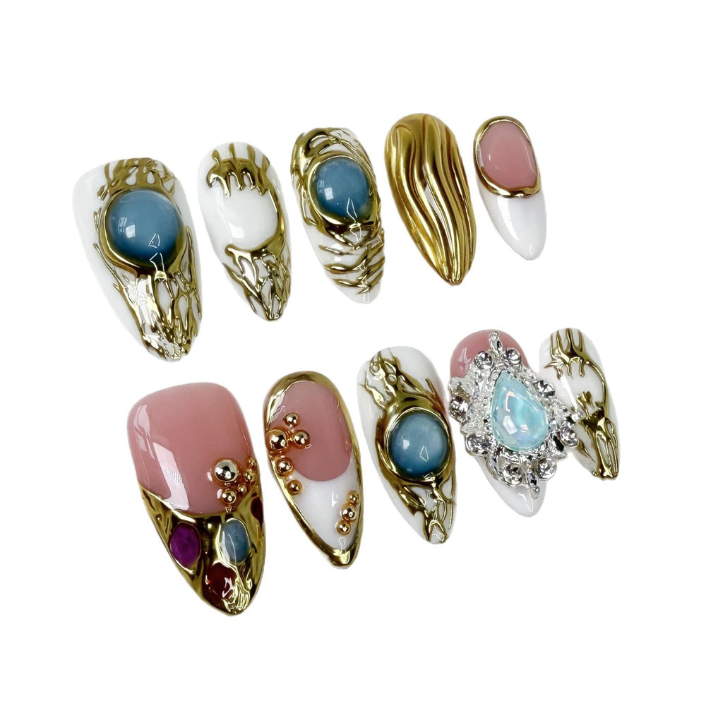 Qicaijia short acrylic nails with glue enable quick at-home manicures.