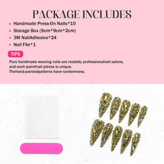 Qicaijia sparkly glue-on nails designed for easy DIY nail art