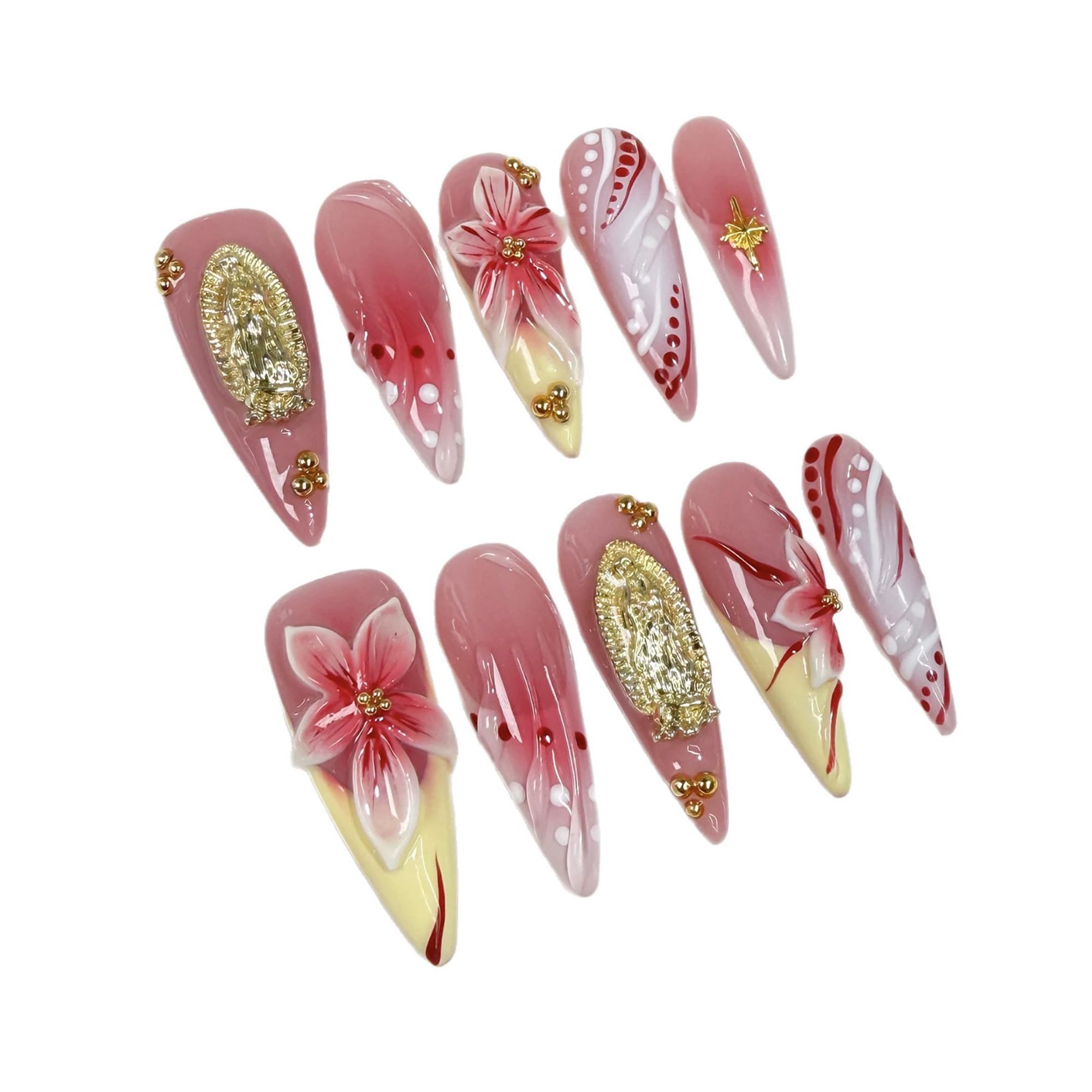 Qicaijia sparkly press-on nails for quick glam touch-ups.