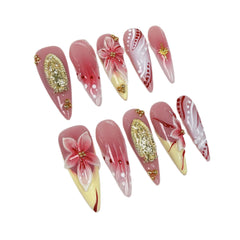 Qicaijia sparkly press-on nails for quick glam touch-ups.