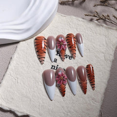 Qicaijia white French tip long almond nails for elegant everyday wear.