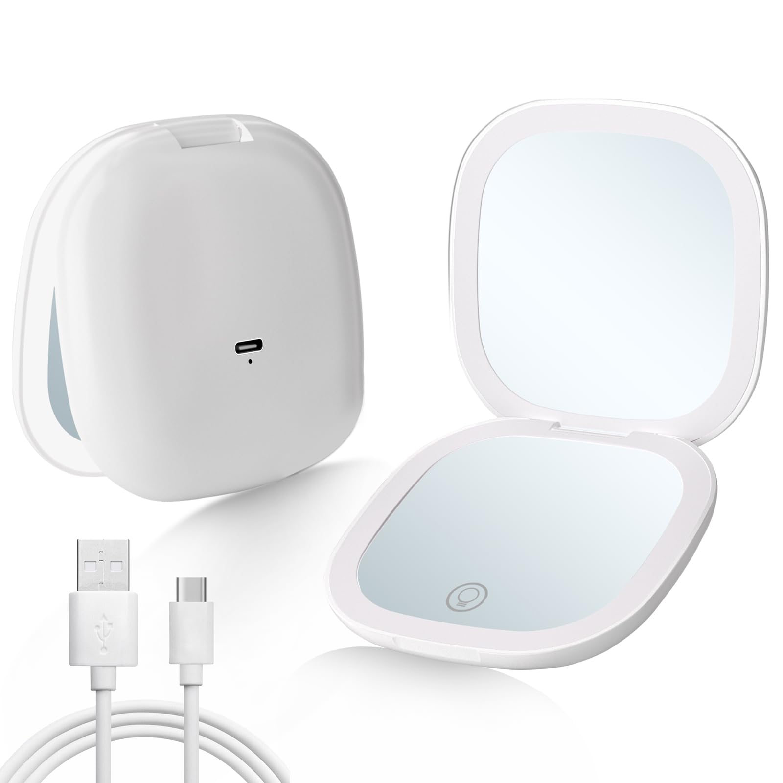 Qidoe compact LED travel mirror with 1x/10x magnification for precise makeup tasks