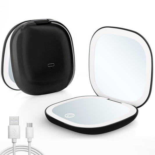 Qidoe compact travel makeup mirror, closed design for discreet storage and portability.