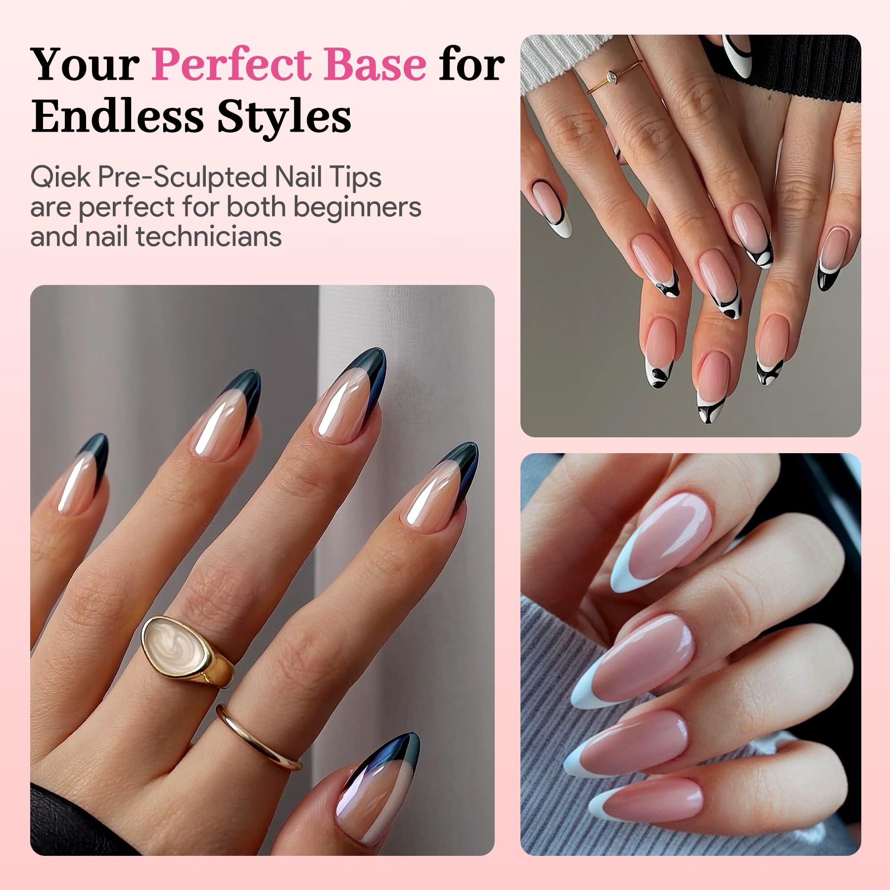 QIEK 15 sizes 240-pcs layout enables precise fit for many nails