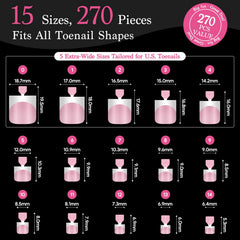 QIEK toe tips with extended nail beds in 15 sizes for a secure fit