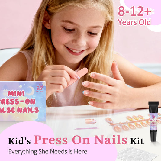 Qiek kid-friendly nails shown in flower pattern for tween fashion moments.
