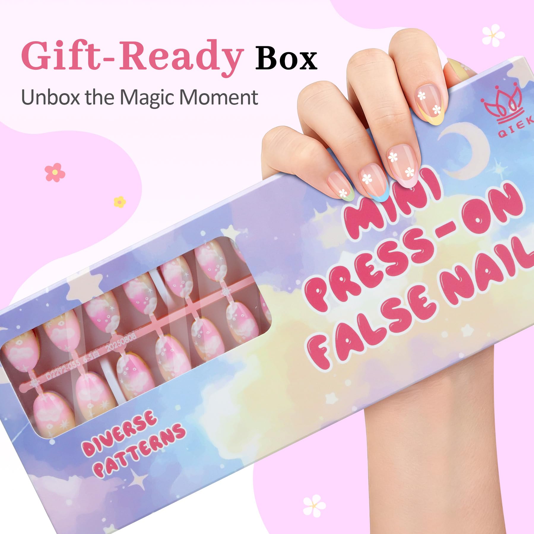 QIEK mini file and cuticle stick included in kit.