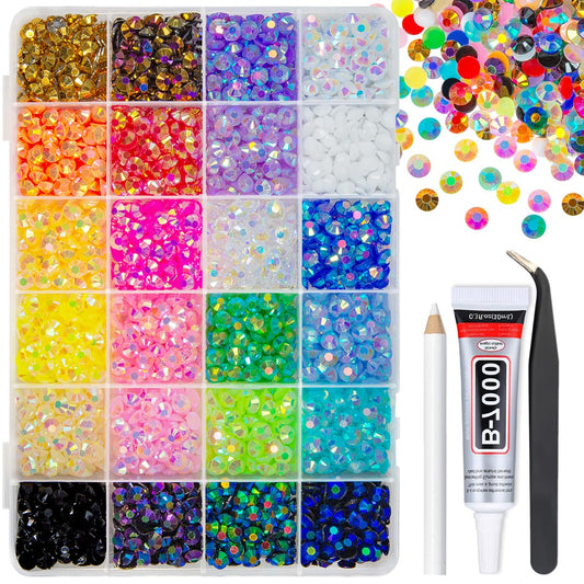 Qiipii 24-color jelly rhinestones box for versatile DIY projects