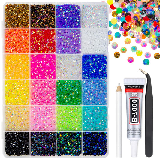 qiipii 24color rainbow rhinestones 4mm grid spark vibrant DIY accents