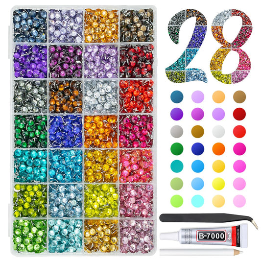 qiipii 28-color 6mm crystal rhinestones in rainbow array for crafts