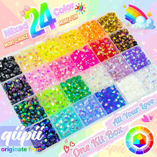 Qiipii 6mm jelly rhinestones color grid for easy palette planning