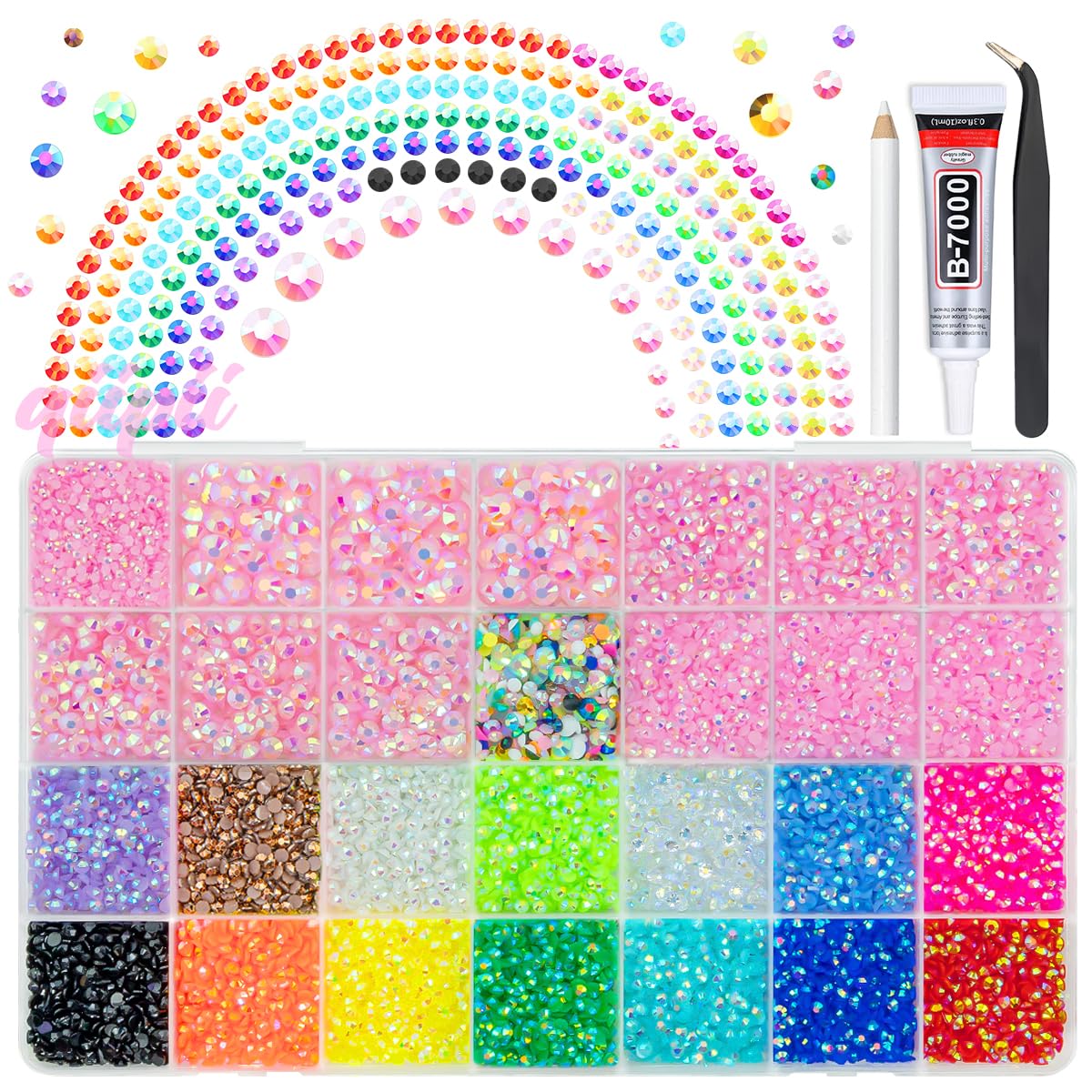 qiipii light pink AB rhinestones, 2mm, ideal for nail art and crafts