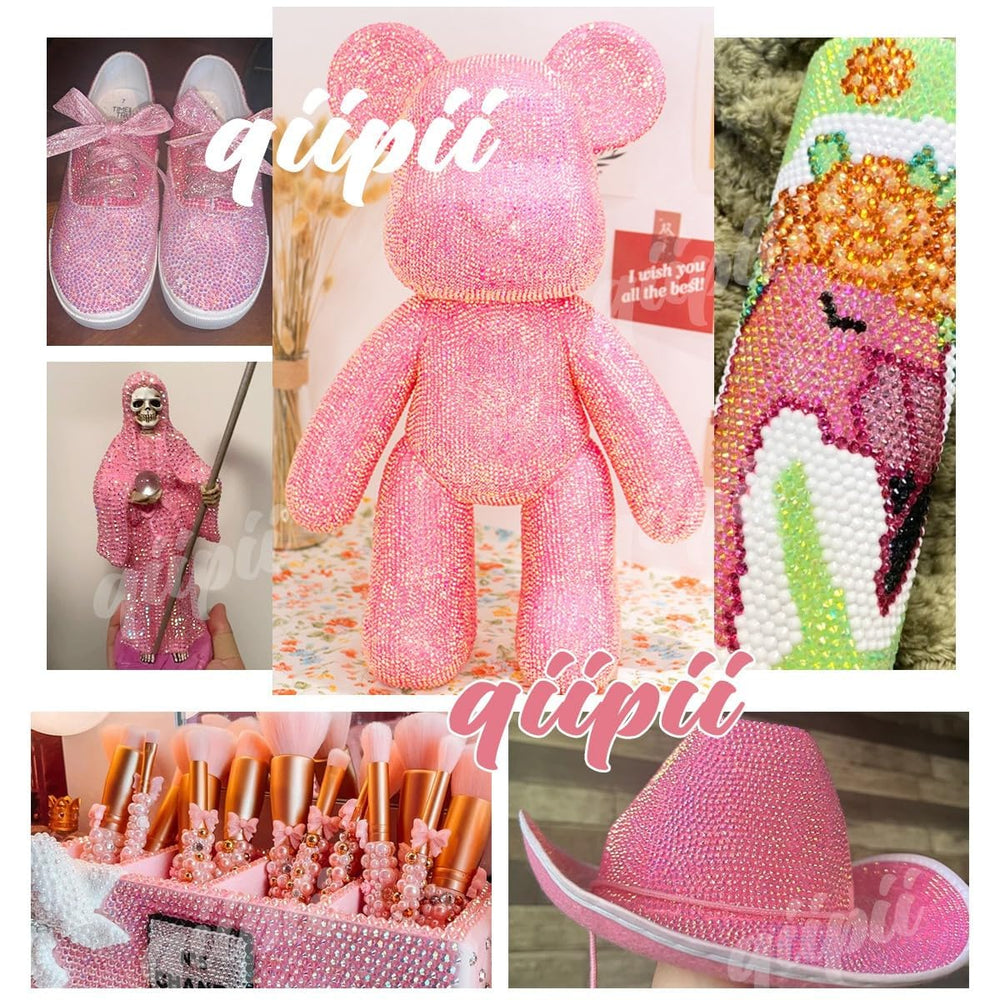 qiipii nail art and makeup accents using jelly rhinestones