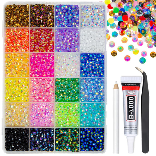 qiipii resin rhinestones close-up of 24-color collection for dazzling nail art