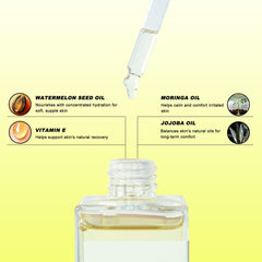QINJAX Bikini area care scene shows gentle formula for sensitive skin.