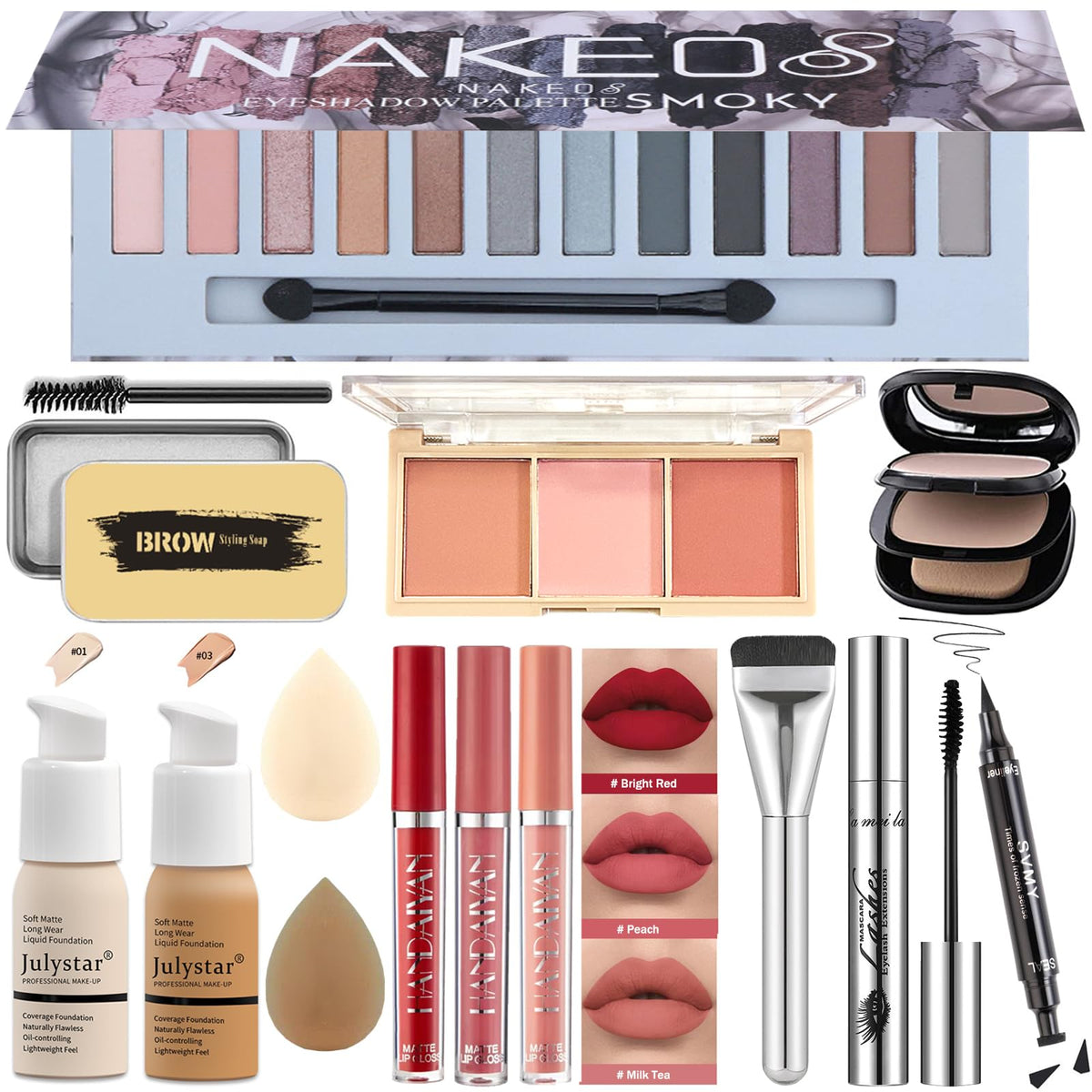QIONG All in One makeup kit eyeshadow palette with 16 earth tones for daily looks