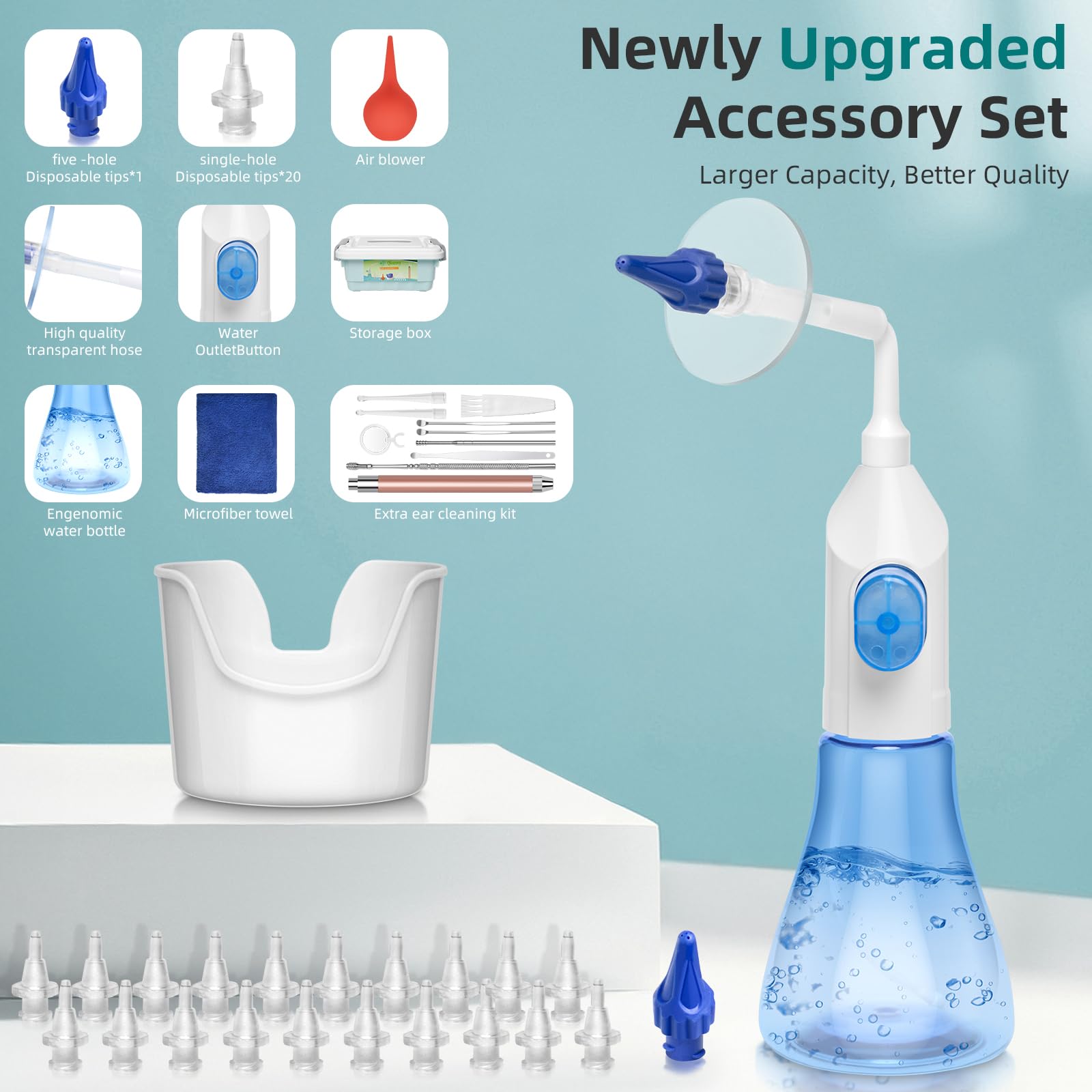 QISXROVY soft-spray tips reduce irritation during cleaning