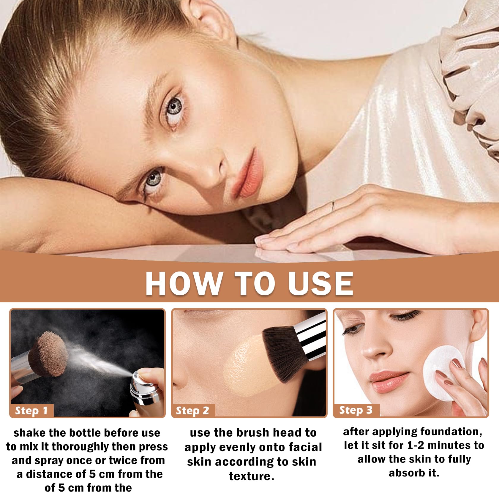 QIUFSSE airbrush foundation concealer effect brightens dull skin.