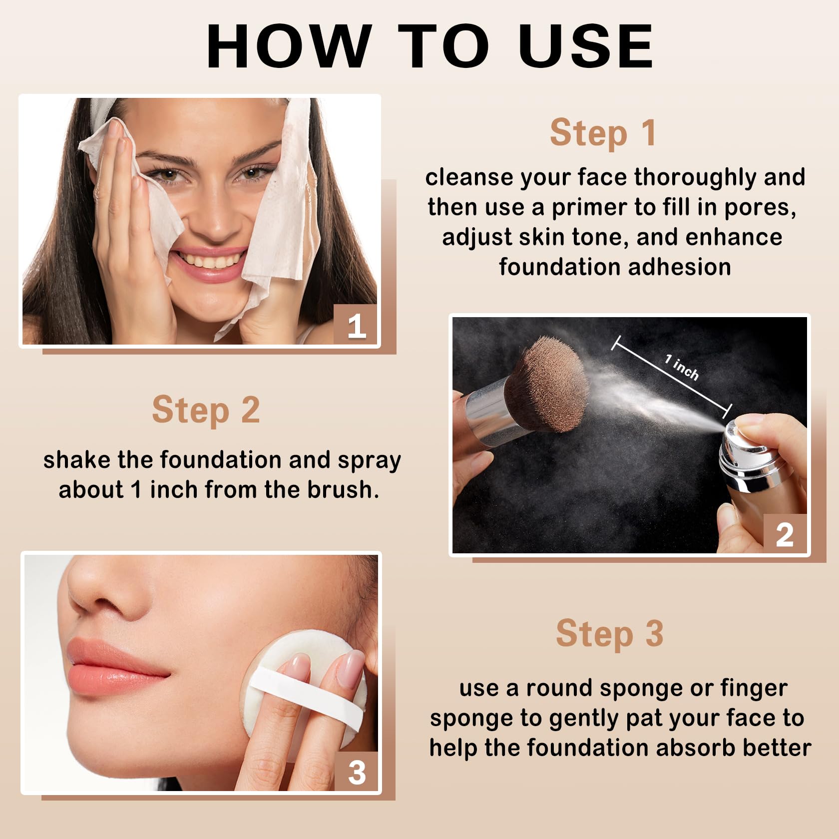 QIUFSSE airbrush foundation cruelty-free packaging appeals to ethical shoppers.