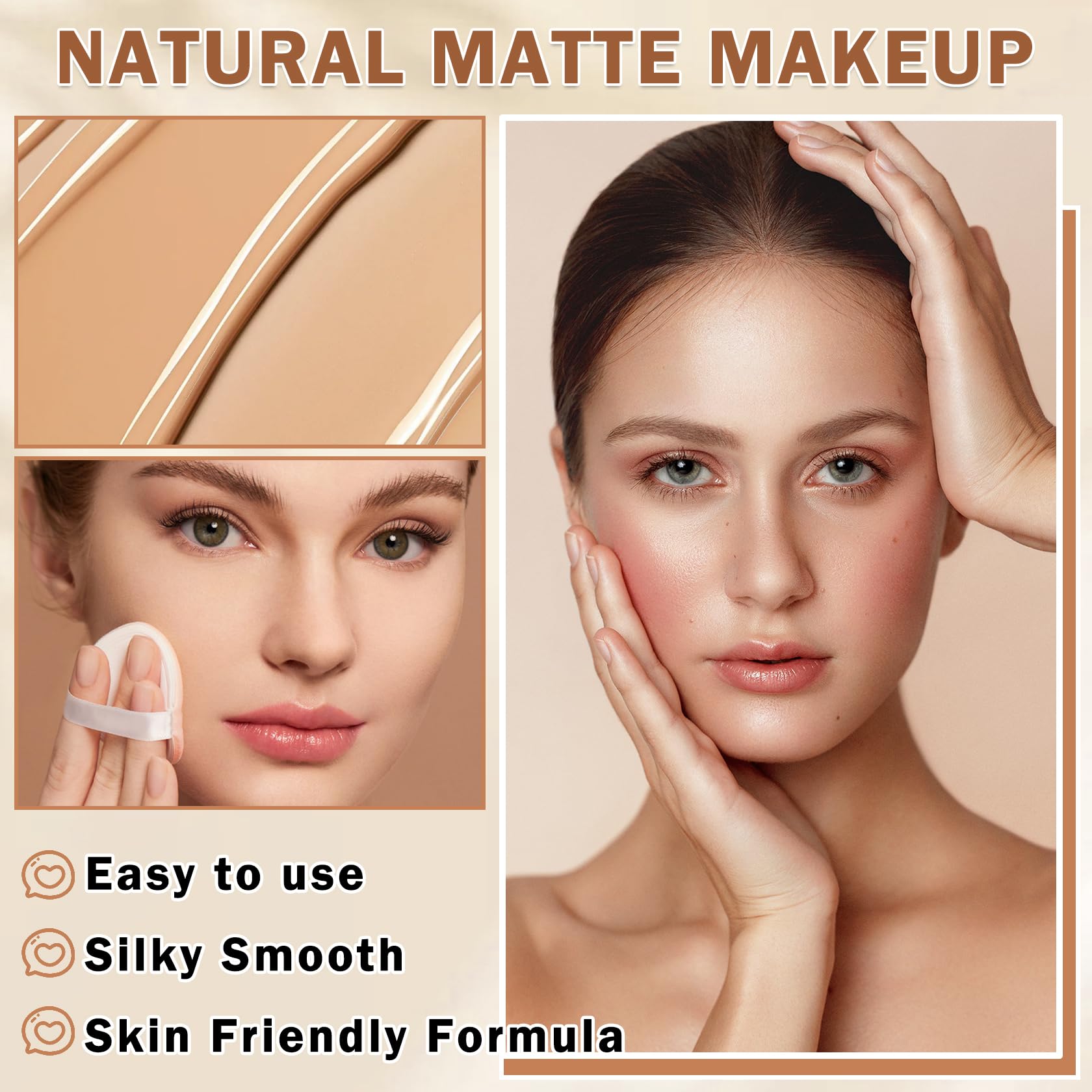 QIUFSSE airbrush foundation soft matte finish feels breathable.