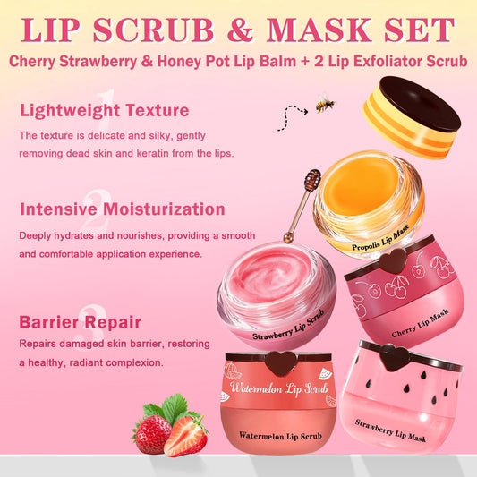 QIUFSSE cherry lip mask smooths and nourishes lips for a soft feel.